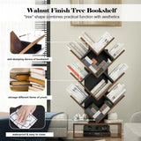 Tree Bookshelf, 5-Shelf Floor Standing Bookcase, Free Standing Magazines Books Tree Rack