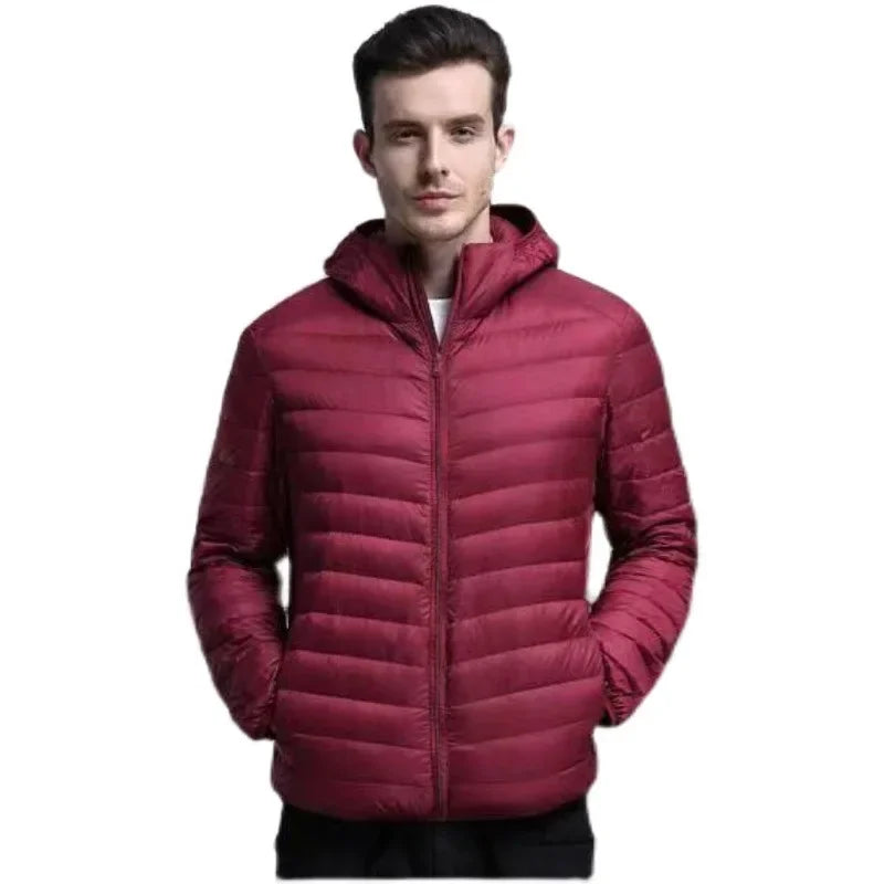 Autumn Winter Light Down Jacket Men's Fashion Hooded Short Ultra-thin Lightweight Youth Slim Coat Down Jackets 2023