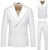 Men's Stripe Suit High Quality Gentleman Double Breasted Blazer 3 Pcs Set Slim Fit Wedding Male Blazer Jacket Coat Pants Vest