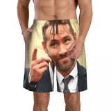 Ryan Reynolds Men's Beach Shorts Fitness Quick-drying Swimsuit Funny Street Fun 3D Shorts