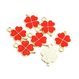 Dopamine Four-leaf Clover Enamel Charms 20pcs DIY Necklace Bracelet Earrings Keyring Amulet Pendants Creative Gift Accessories