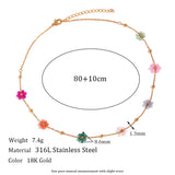 Handmade Colorful Beads Flower Charm Y2K Jewelry Set Girls Ladies Summer Beach Accessories Belly Waist Chain Necklace Bracelets