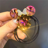 Cute Girls Elastic Hair Band Square Elegant Rhinestone Shiny Crystal Gem Hair Accessories Scrunchies Pearl Hair Ties Wholesale