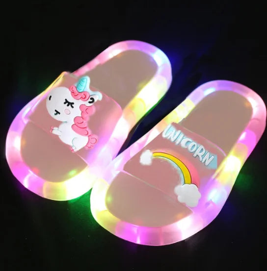 Cartoon Unicorn Animals luminescence Shoes Children’s Boys Girls Slippers Lighted Fashion Cute Shoes Toddler Slippers For Kids