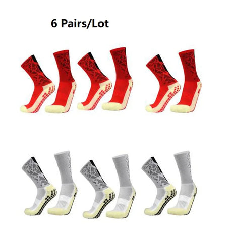 6 Pairs Football Socks Men Women Sports Socks Non-slip Silicone Bottom Soccer Socks Rugby Tennis Volleyball Badminton Socks