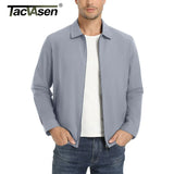 TACVASEN Lightweight Work Jackets Mens Classic Tunic Style Zipper Pockets Bomber Jackets Full Zip Spring Fall Jacket Outwear