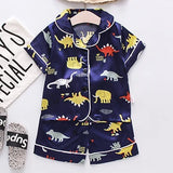 Toddler Girls Silk Satin Pajamas Sets Cartoon Kids Boys Pyjamas Baby Sleepwear Suit Girl Casual Home Wear Clothes Boy Loungewear