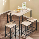 Haotian Bar Set-1 Bar Table and 4 Stools, Home Kitchen Breakfast Bar Set Furniture Dining Set-OGT11 (Natural)