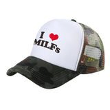 I Love MILFS Trucker Caps Men Funny Humor Hat Baseball Cap Cool Summer Unisex Mesh Net Caps MZ-476