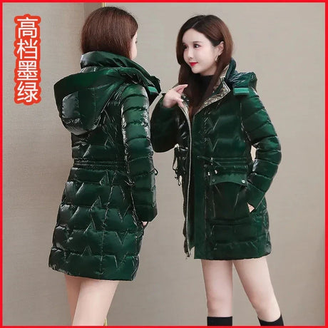 New Down Cotton Coat Women 2023 Korean Cotton Coat For Women Winter Thick Warm Long Thick Colorful Outwear Hooded Coat Lace-Up