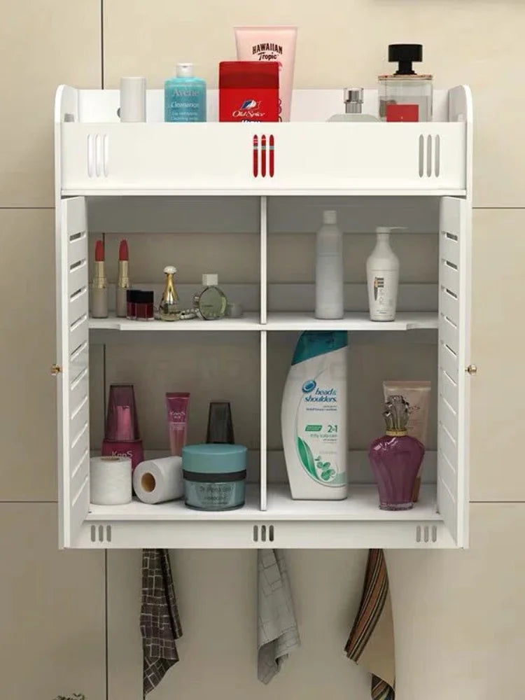 Bathroom Cabinet 38x18x43cm Wall Mounted Bathroom Toilet Furniture Cabinet Wood-Plastic Cupboard Shelf Cosmetic Storage Rack