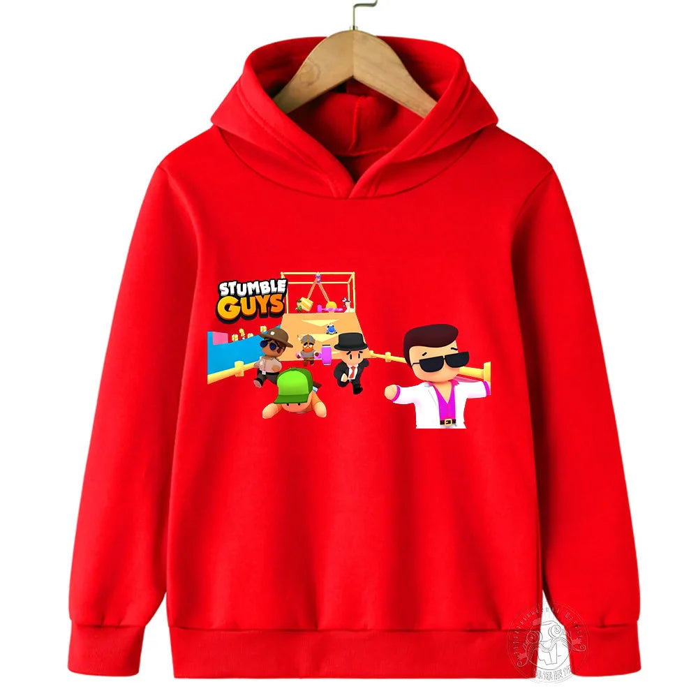 Kids Anime Stumble Guys Hooded Sweatshirts Long Sleeve Pullover Boys Girls Game Print Hoodies Stumble Guys Children Hoodie Tops