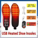 USB Heated Shoe Insoles Feet Warm Sock Pad Mat 3 Speed Wireless Temperature Electrically Heating Insoles Warm Thermal Insoles