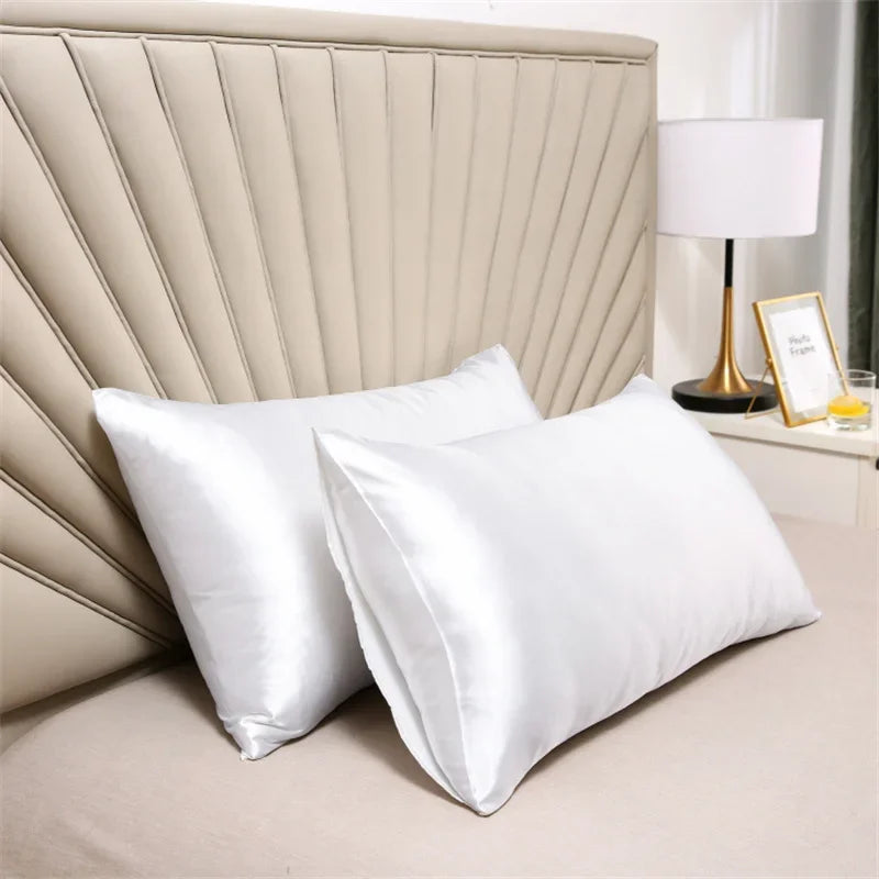 2pcs Silk Pillowcase Children's Winter Anti-static Soft Pillow Protective Case Home Solid Color Pillow Case Anti-dirty Bedding