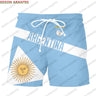 Custom New Argentina Sport Men Short DIY Number Argentine Flag Print Athletic Shorts for Beach Gym Running Street Casual Workout