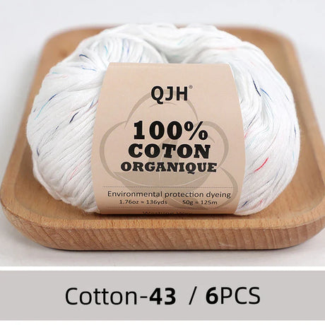 QJH 100% Cotton Yarn, Cotton Baby Sport Weight Yarn, Amigurumi Yarn, Summer Soft Yarn, Crochet/Knitting Yarn - 6 Pcs