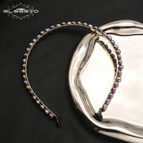 GLSEEVO Natural Grey Pearl Headbands for Women Handmade Wave Simple Hairbands Elegant Fashion Retro Party Head Hoop Headdress