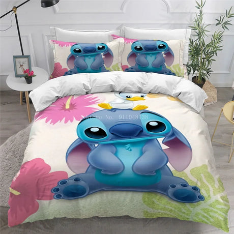 Cute 3d Stitch Printed Bedding Set Children Disney Cartoon Duvet Cover Pillowcases Twin Full Queen King Comforter Cover Set Gift