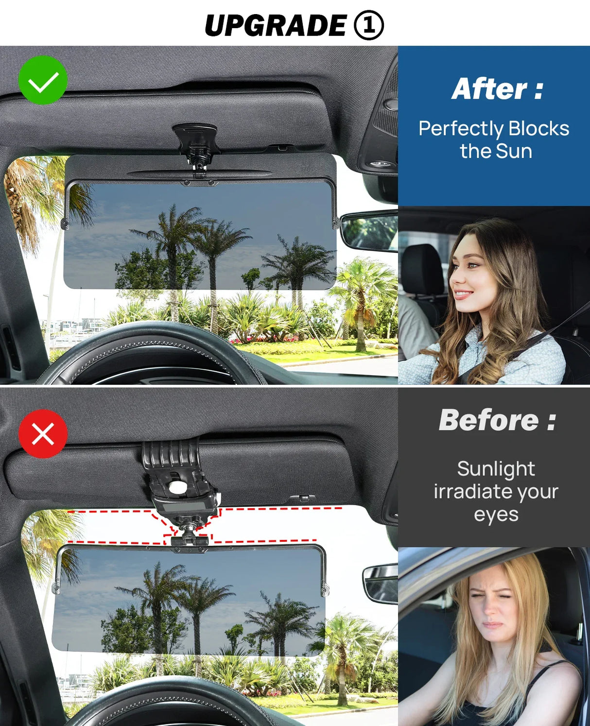 Universal Sunshade Plate Anti-Dazzle Anti-UV Rotatable Adjustable Sun Visor Polarized Clear Vision Sunvisor Blocker Accessories