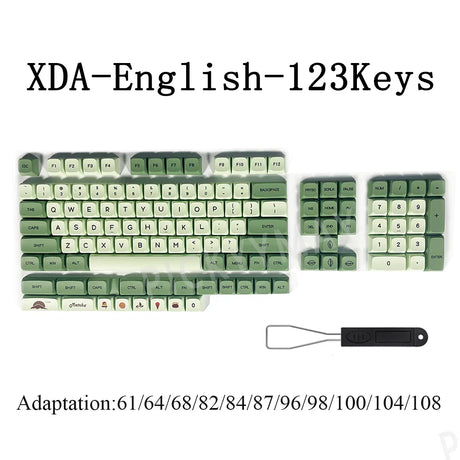 123 Keys PBT Keycap Matcha Green Replaceable DYE-SUB XDA Profile Keycaps For Mechanical Custom Keyboard Suitable For MX Switch