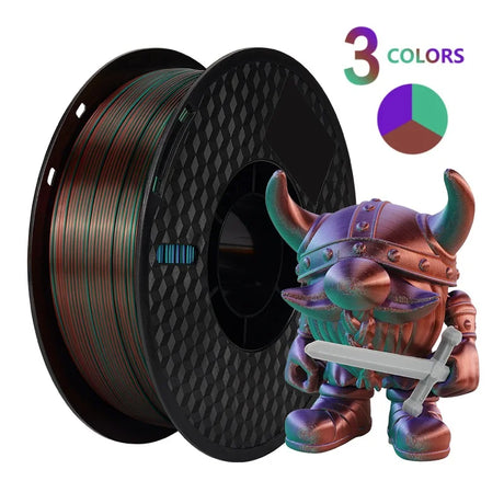 Tricolor 3D Printer Filament Silk PLA 3 Color for 3D Printing Plastic Materials 1.75mm 1KG Rainbow Spool No Bubble Multicolor