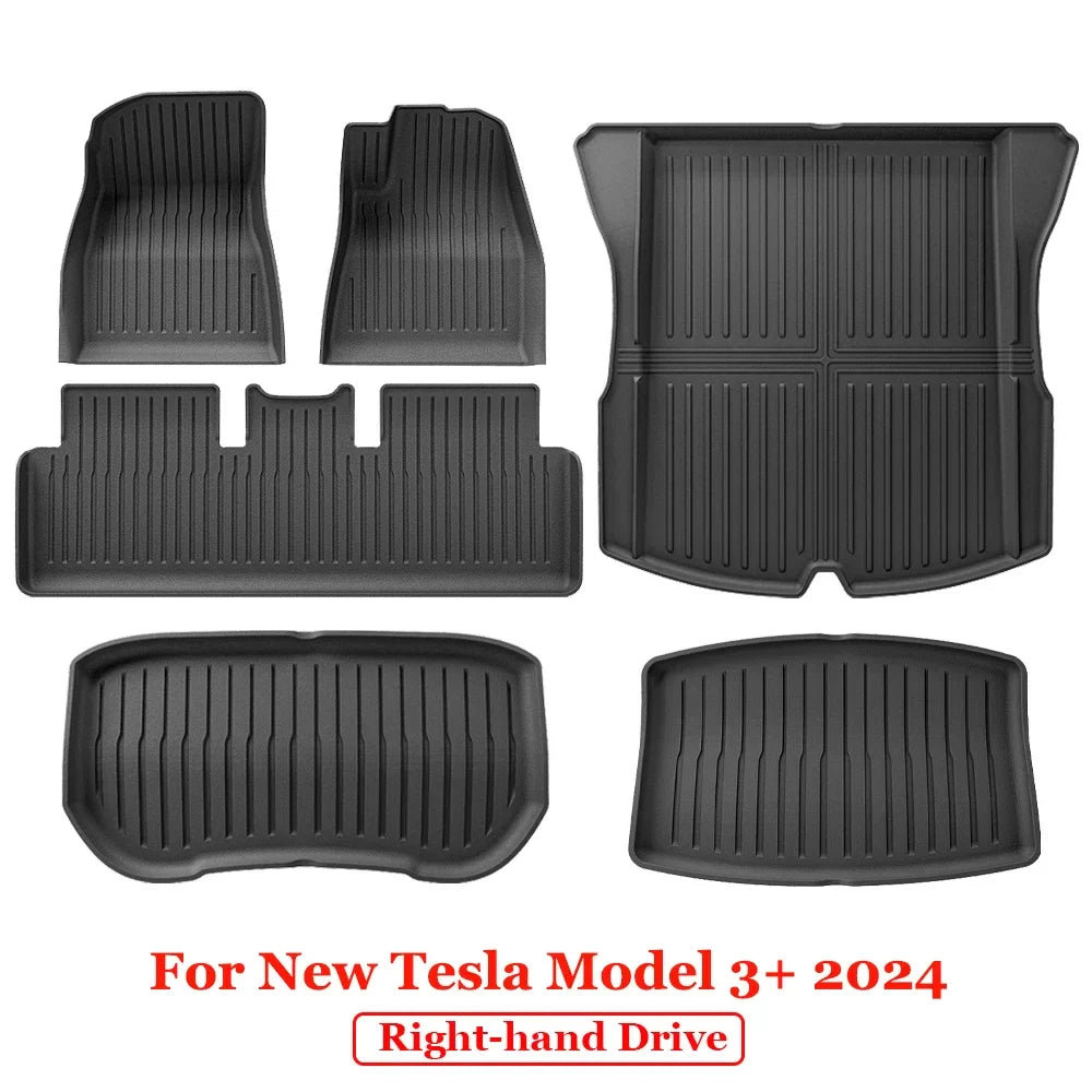 For 2024 New Tesla Model 3 Highland Floor Mats TPE All Weather Front Rear Cargo Liner Mat, Waterproof Anti-Slip Mats Accessories