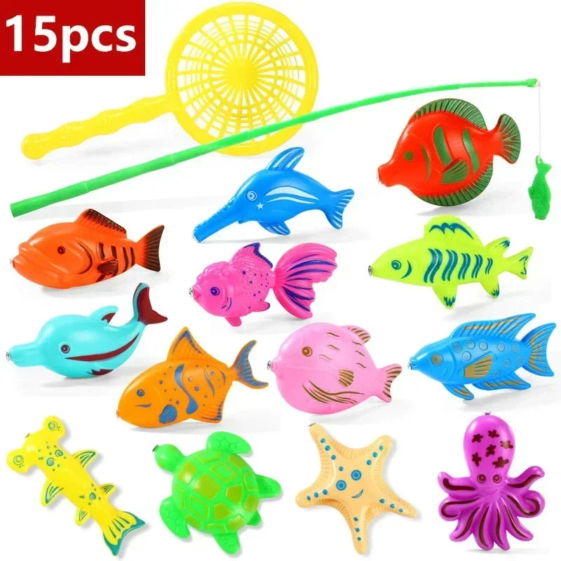 27Pcs/Set Fishing Toy Children Puzzle Boys And Girls Pool Set Of Magnetic Fishing Rod 2-Year-Old 3-Year-Old 4-Year-Old 5-Year