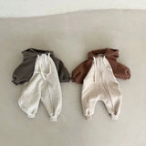 4486D Korean Newborn Baby Jumpsuit 2023 Spring and Autumn Pure Cotton Hooded Boy's One Piece Clothes Casual Climbing Clothes