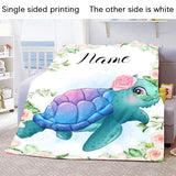 Custom Name Blanket Kawaii Baby Girl Boy Kids Personalized Blankets Cartoon Animal Cute Soft Flannel Throw Blanket Birthday Gift