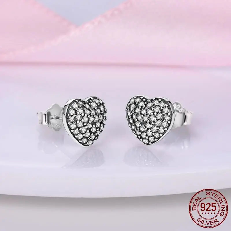 Earrings 925 Silver Asymmetrical Heart Hoop Earrings for Women Fashion Trendy Sterling Silver 925 Earring Original Jewelry Gift