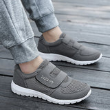 Men's Vulcanized Shoes 2023 New Hook Loop Solid Color Fly Woven Mesh Breathable Running Shoes Solid Casual All Match Sneakers