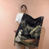 Van Gogh's Oil Painting Cashmere Scarf Women Winter Coffee House Print Wool Shawls and Wraps Ladies Cape Blanket Scarves New