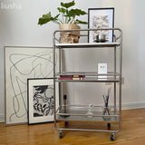 Metal Shelf Ins Modern Style Multi-layer Floor Removable Pulley Storage Rack Kitchen Islands and Trolleys Rolling Storage Cart