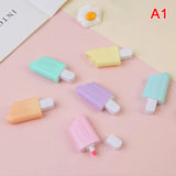 6Pcs/Lot Cute Cartoon Cat Highlighters School Office Stationery Students Drawing Supplies Kawaii Ice Cream Mini Paint Marker Pen