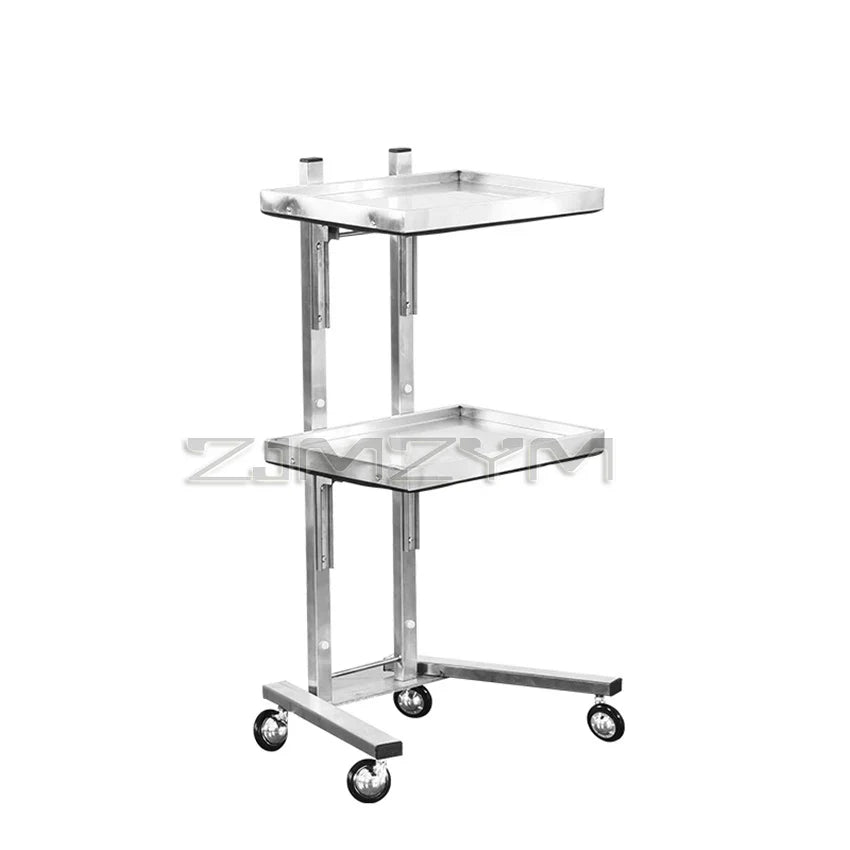 Hairdressing stainless steel cart Japanese two-layer folding beauty cart hair salon tool cart beauty cart