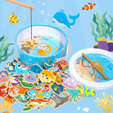 Wooden Magnetic Fishing Toys for Baby Cartoon Marine Life Cognition Fish Games Education Parent-Child Interactive