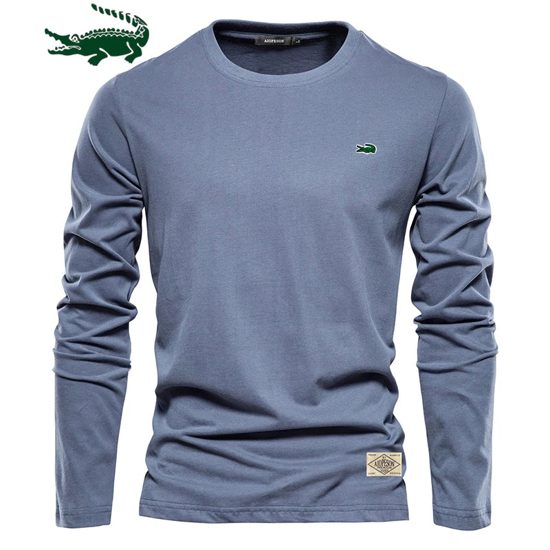 2023 Cotton Long Sleeve T Shirt For Men Solid Spring Casual Mens T-shirts High Quality Male Tops Classic Clothes Men's T-shirts