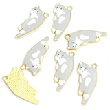 10pcs Kawaii Pet Kitten Enamel Charms for DIY Ornaments Accessories Necklace Earrings Keychain Cute Lazy Cat Alloy Pendants