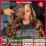 Wow Angel 250% Ombre Highlight Wig 13x6 HD Lace Front Wig Deep Part Body Wave Human Hair Wig Melt Skins Natural Scalp For Woman