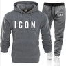 Autumn Winter Outdoor Unisex Sport Hoodies Tracksuit 2 Pieces Sets Sweatshirt+Pants Suit Hooded Sportswear