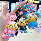 Pokemon Keychain Anime Figures Pikachu Cartoon Key Chain Charmander Psyduck Fashion Bag Keyring Pendant Accessories Toy Kid Gift