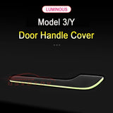 USVOTOV For Tesla Model 3 Y Door Handle Cover Glow Protector Luminous At Night Sticker Soft Wrap Kit Car Organizer Accessories