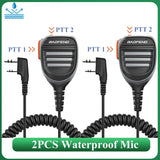 2PCS Baofeng Walkie Talkie Speaker Mic Waterproof PTT Microphone For UV-5RH DM-1701 UV-17 UV-K5 UV-K6 UV18 Pro Radio Accessories