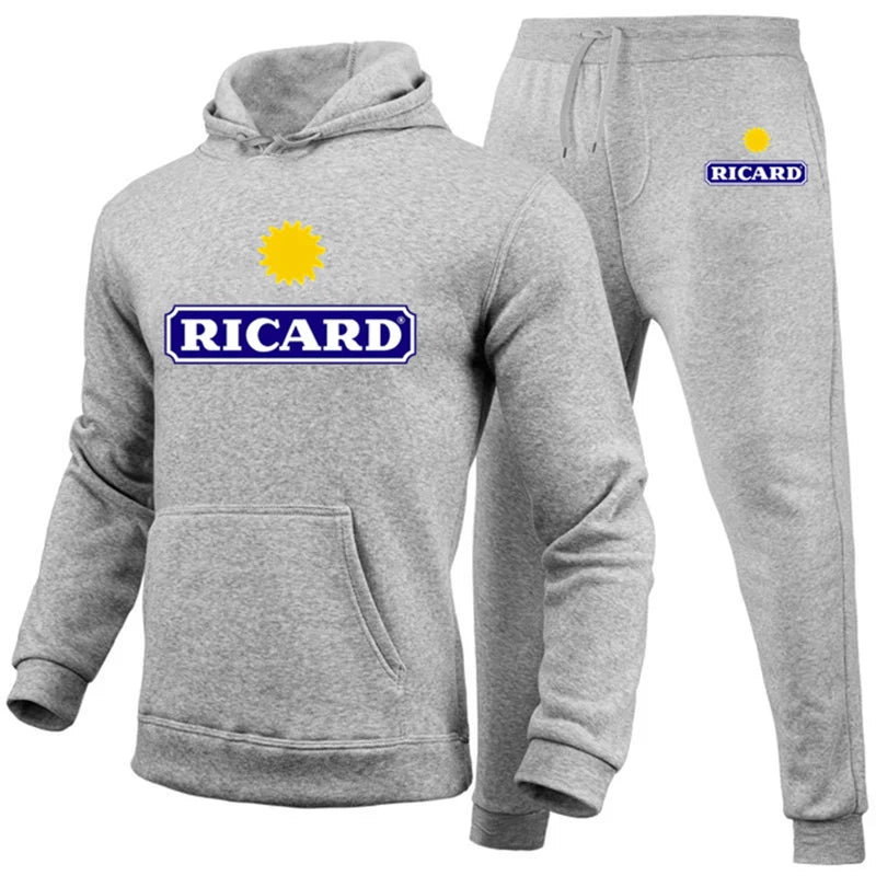 Ricard Men's Sweatshirt +Pants 2 Piece Set Casual Sportswear Hoodies Wear Autumn And Winter New Sportswear Suit Hot