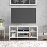 Parsons TV Stand for s up to 50", White Farmhouse   Entertainment Center Media Console Living room