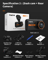 ThiEYE 3.0 Inch Dash Cam Dual Lens 1080P HD Recording Car Camera DVR Car Recorder Stream Media With G-Sensor Motion Detection