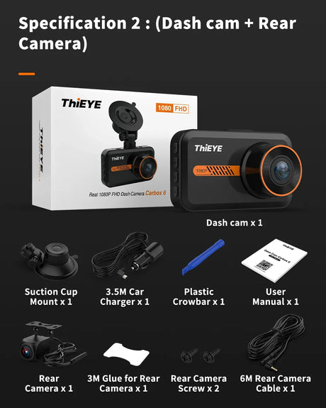 ThiEYE 3.0 Inch Dash Cam Dual Lens 1080P HD Recording Car Camera DVR Car Recorder Stream Media With G-Sensor Motion Detection