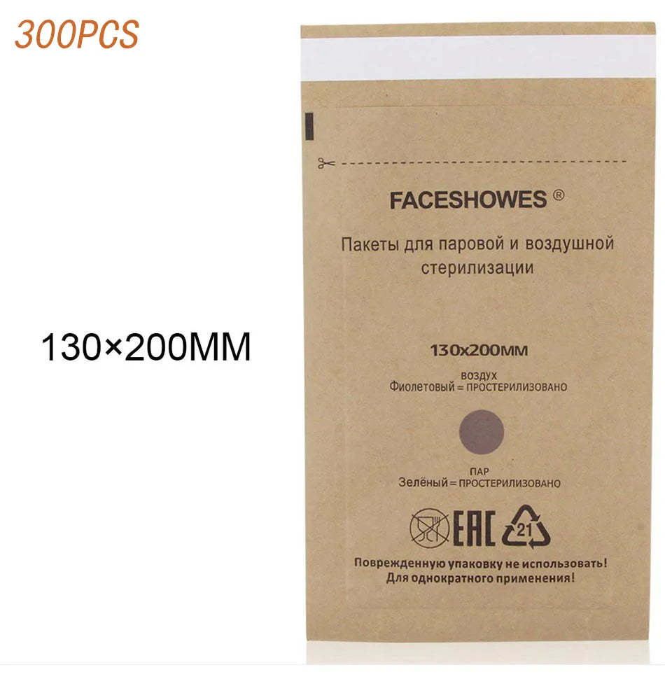 100/200/300PCS Kraft Paper Cleaning Bag High Temperature Disinfection Self Sealing Cleaning Bag for Dental Tools&Nail Products