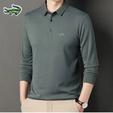 New Men's Embroidery Brand High Quality Knitted Long Sleeve Polo Shirt Four Seasons Casual Fashion Ribbed Long Sleeve Top T-shir