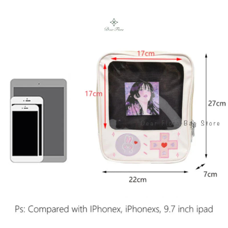 Y2K Cute Clear ItaBag Women's Lolita Backpack Kawaii Girl Shoulder Bag DIY Display Transparent Pocket Japanese Doll Tote Handbag